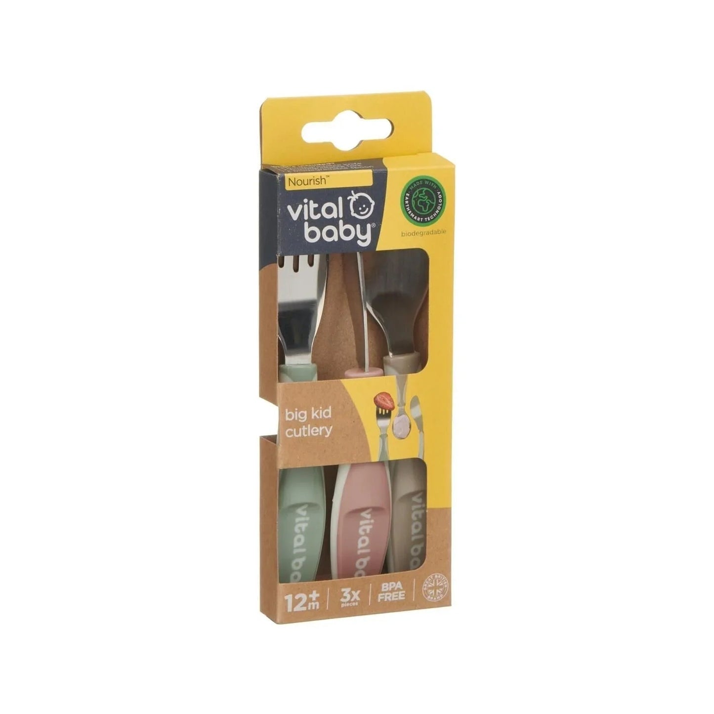 Vital Baby Nourish Big Kid Cutlery Pack of 3 - Natural - mezetto ebebek ebebek