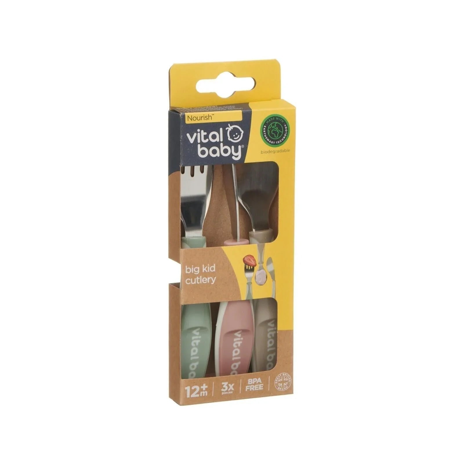 Vital Baby Nourish Big Kid Cutlery Pack of 3 - Natural - mezetto ebebek ebebek