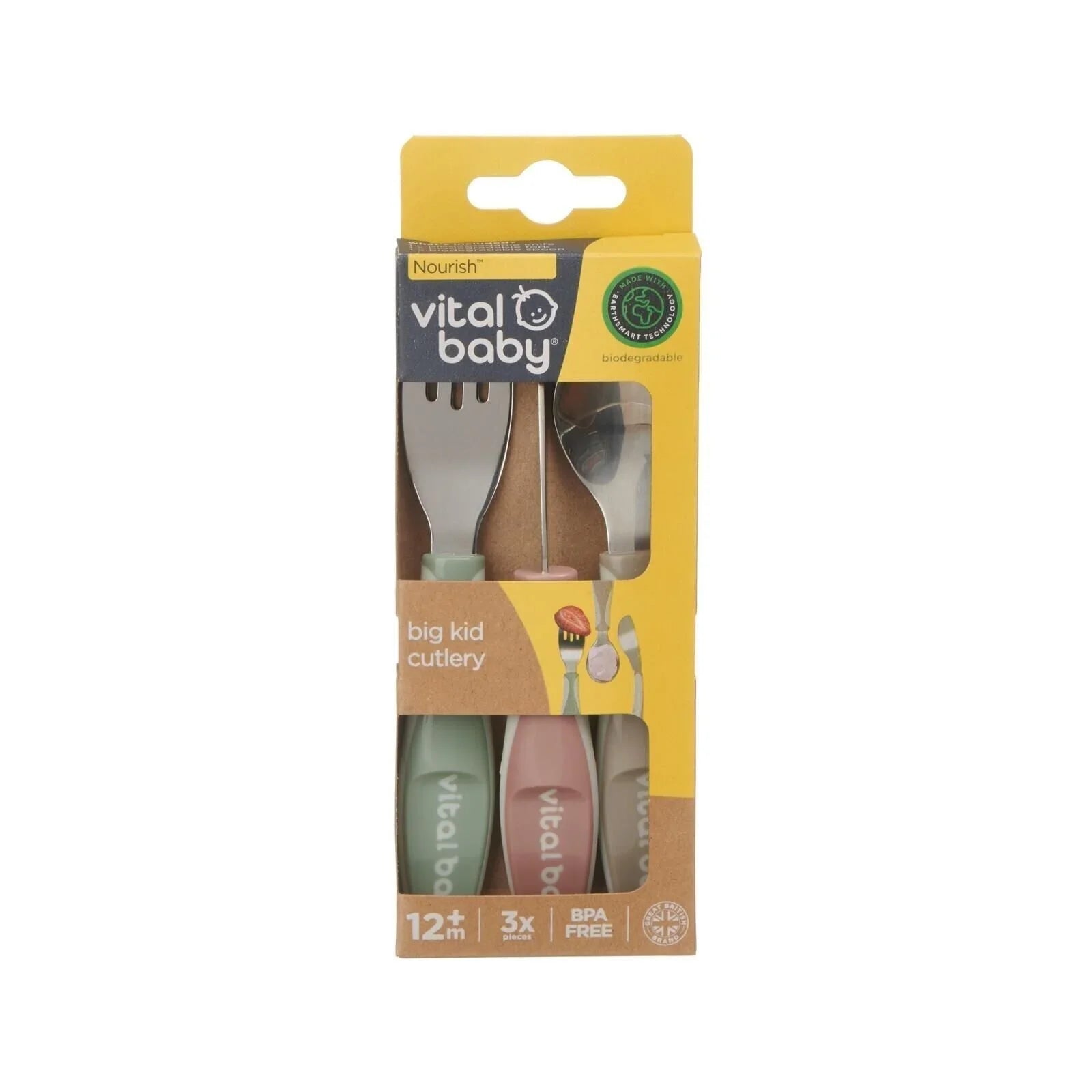 Vital Baby Nourish Big Kid Cutlery Pack of 3 - Natural - mezetto ebebek ebebek