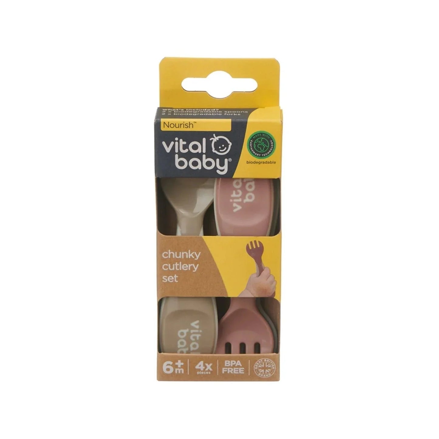 Vital Baby Nourish Chunky Cutlery Natural Pack of 4 - mezetto ebebek ebebek