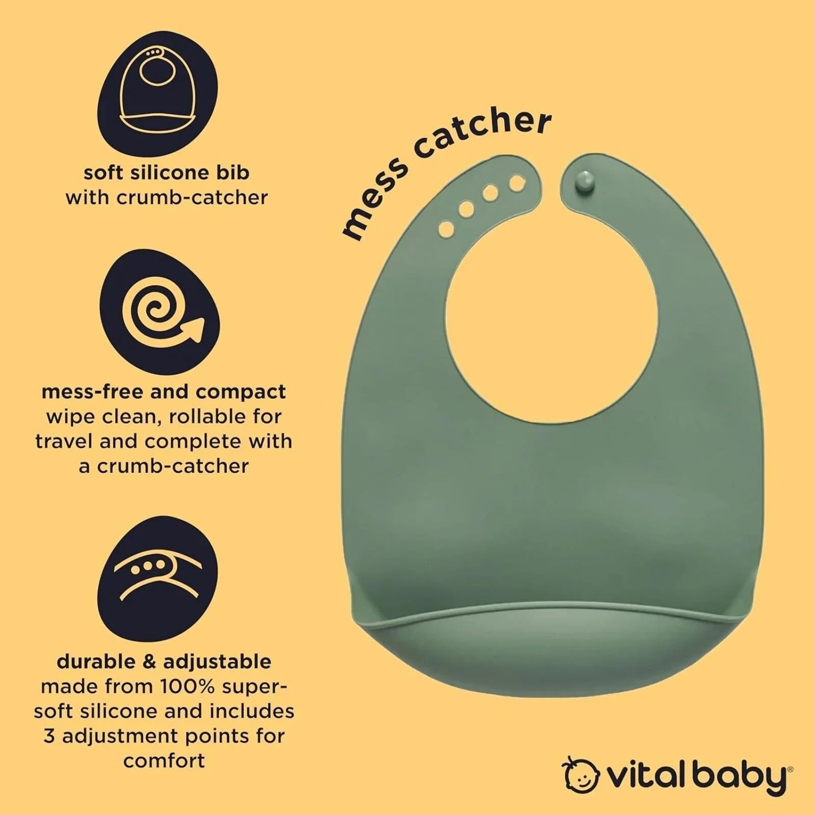 Vital Baby Nourish Mess Catcher - Natural Moss - mezetto ebebek ebebek
