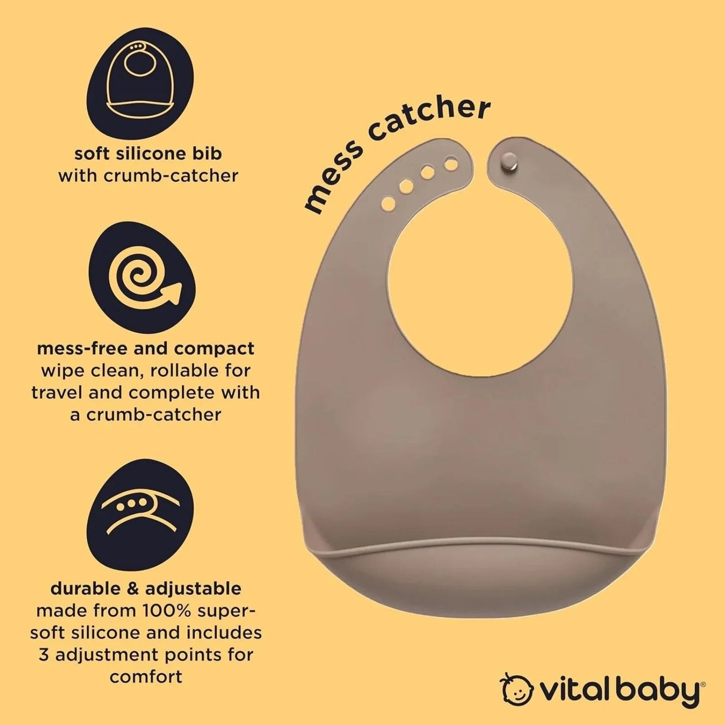 Vital Baby Nourish Mess Catcher - Natural Stone - mezetto ebebek ebebek