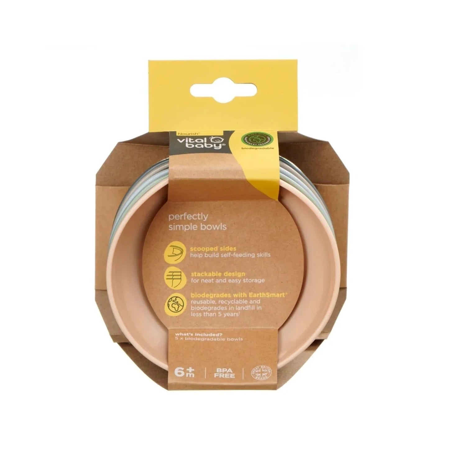 Vital Baby Nourish Perfectly Simple Bowl Pack of 5 - mezetto ebebek ebebek
