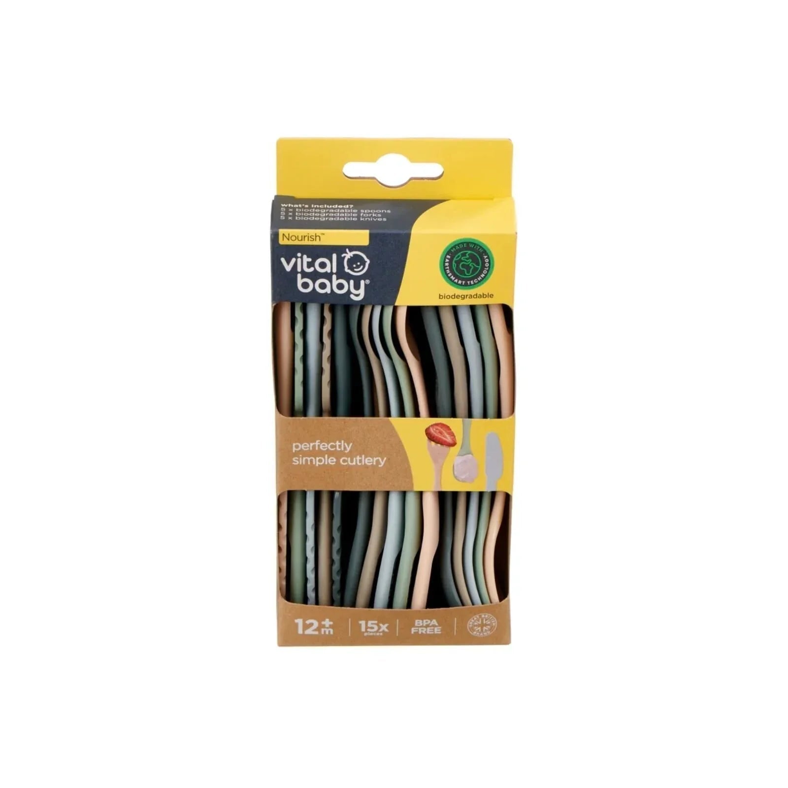 Vital Baby Nourish Perfectly Simple Cutlery Pack of 15 - mezetto ebebek ebebek