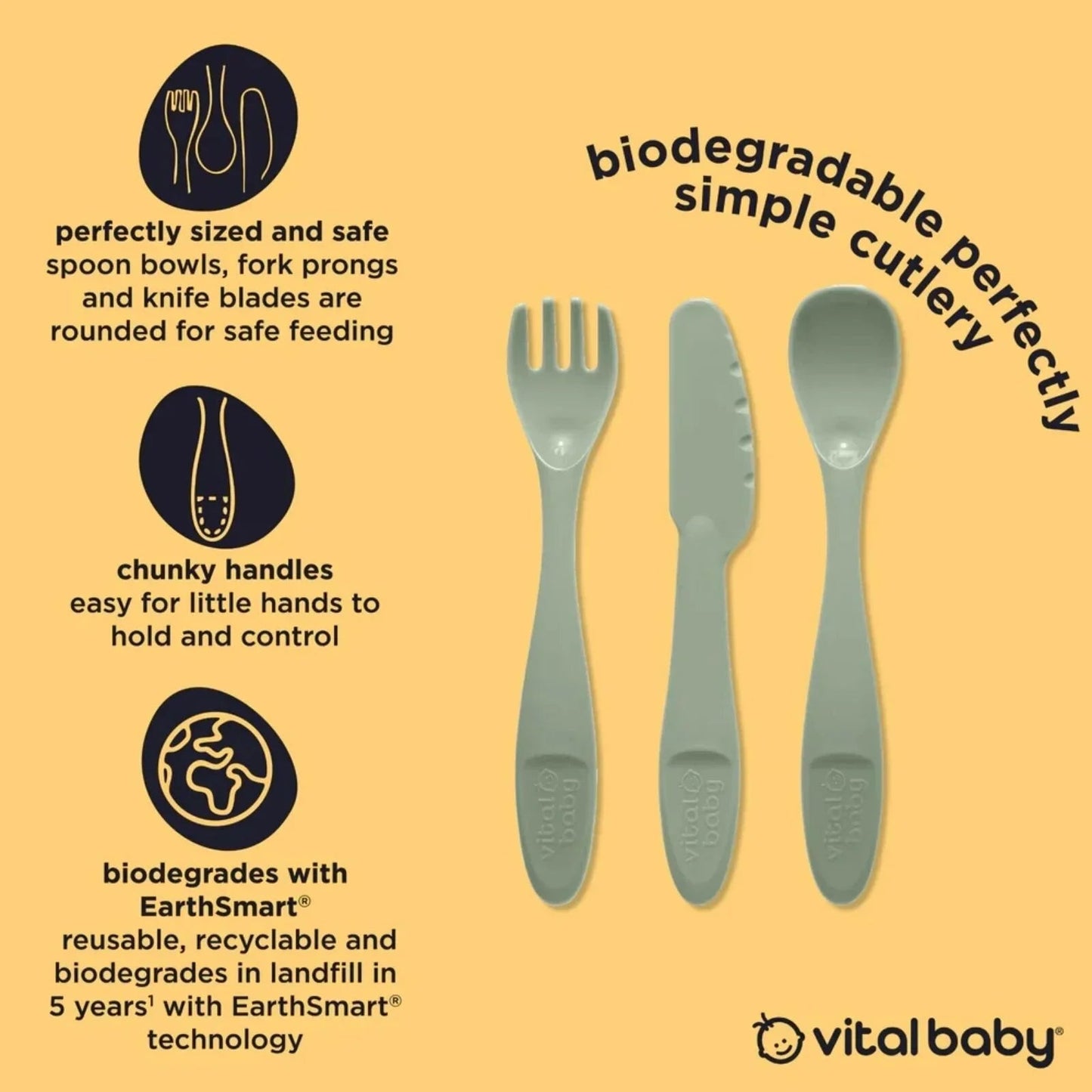 Vital Baby Nourish Perfectly Simple Cutlery Pack of 15 - mezetto ebebek ebebek