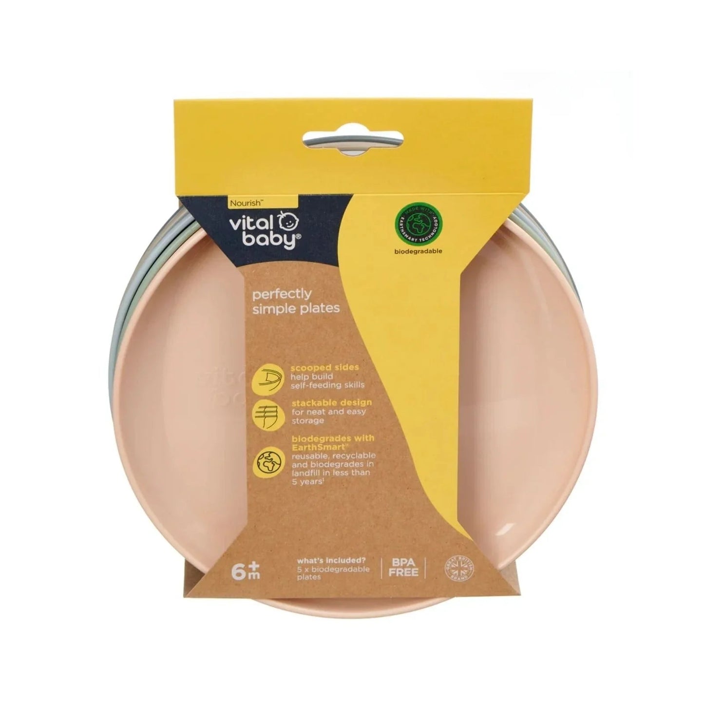 Vital Baby Nourish Perfectly Simple Plates Pack of 5 - mezetto ebebek ebebek