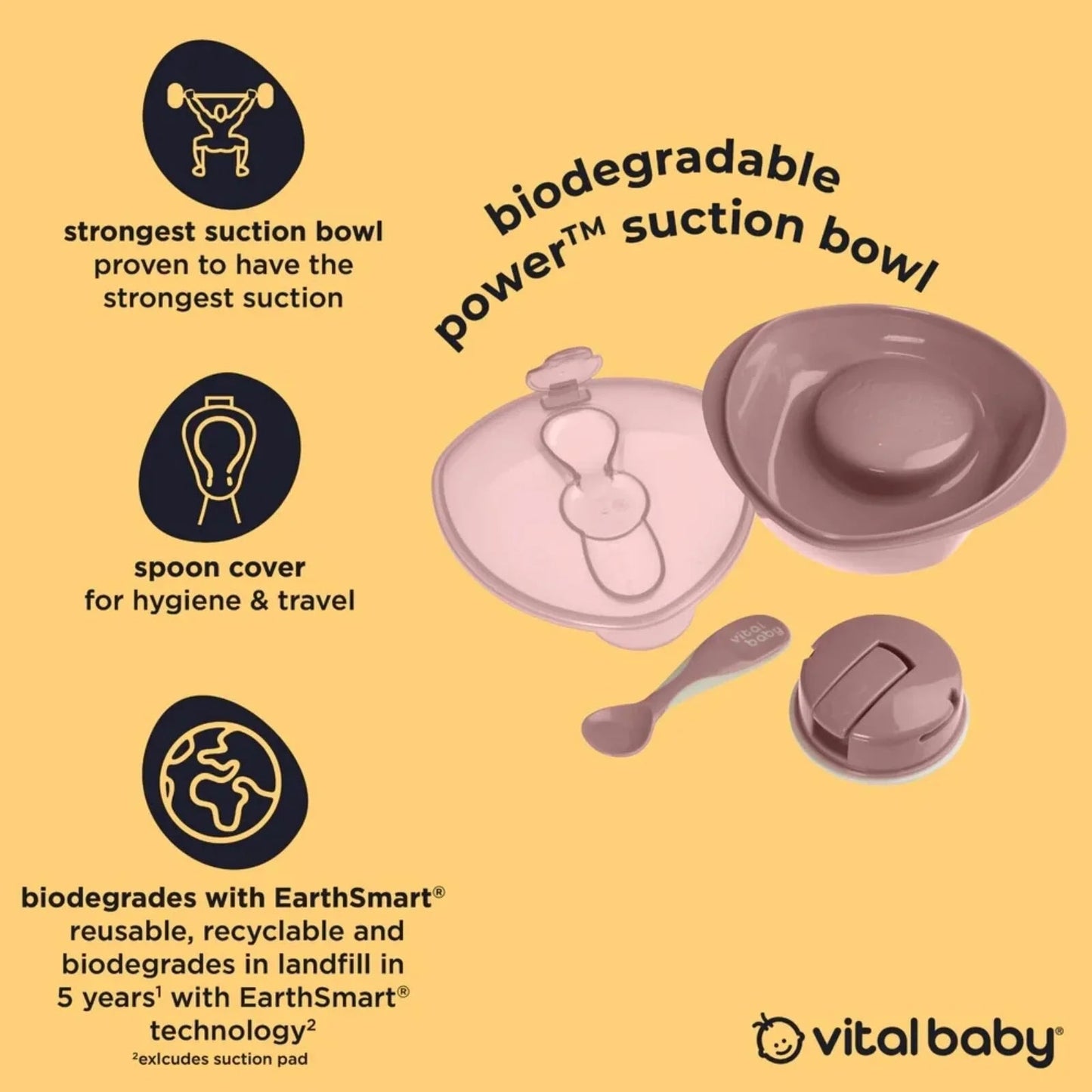 Vital Baby Nourish Power Suction Bowl - Natural Grape - mezetto ebebek ebebek