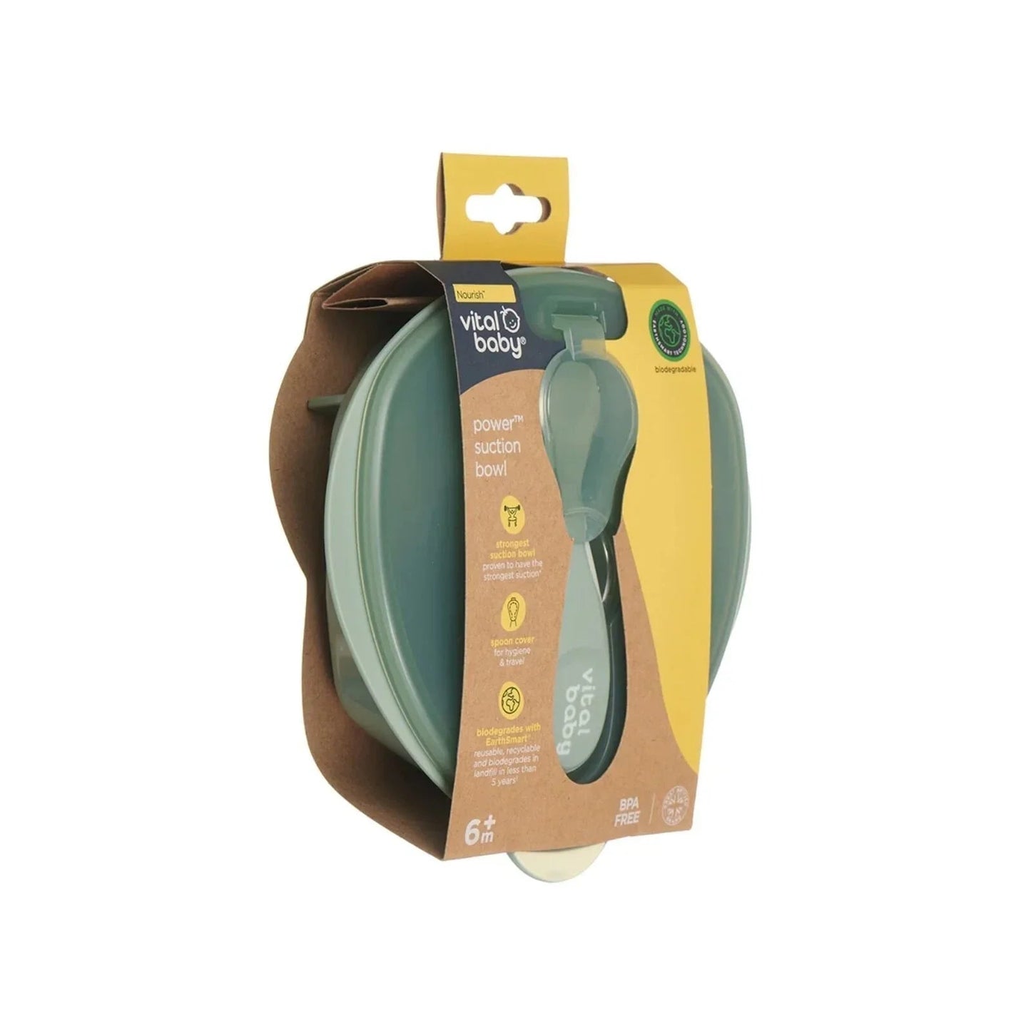Vital Baby Nourish Power Suction Bowl - Natural Moss - mezetto ebebek ebebek