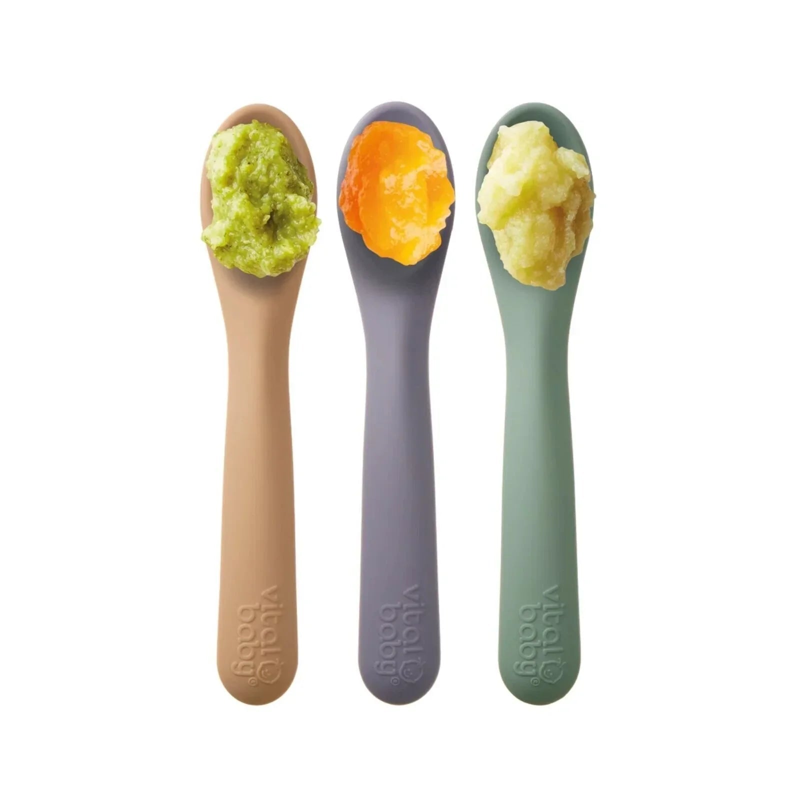 Vital Baby Nourish Silicone Spoons Pack of 3 - Pastel - mezetto ebebek ebebek