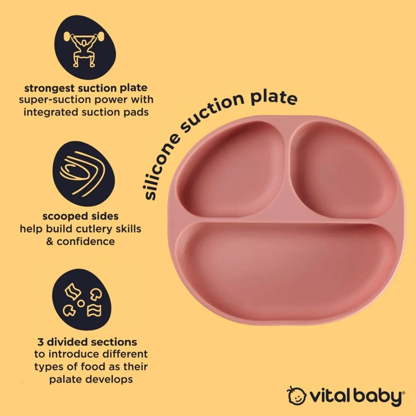 Vital Baby Nourish Silicone Suction Plate - Moody Blue - mezetto ebebek ebebek