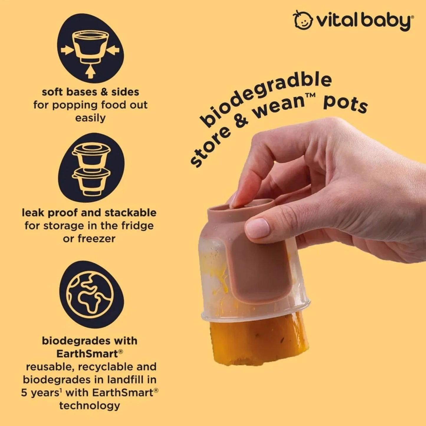 Vital Baby Nourish Store & Wean Pots 120ml Pack of 4 - mezetto ebebek ebebek
