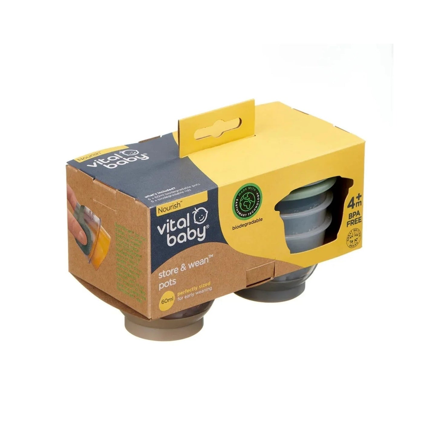 Vital Baby Nourish Store & Wean Pots 60ml Pack of 6 - mezetto ebebek ebebek