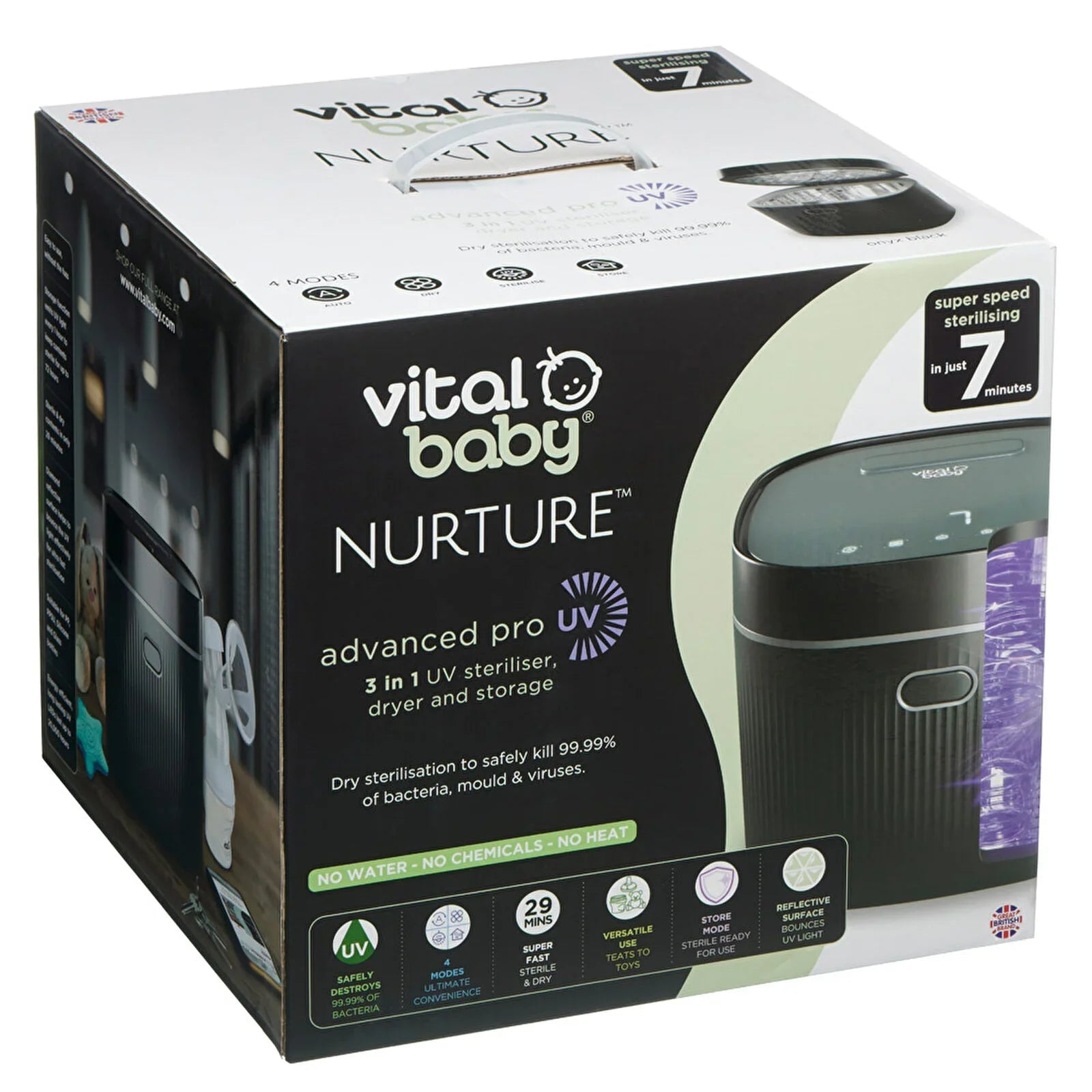 Vital Baby Nurture Advanced Pro UV Steriliser & Dryer - Black - mezetto ebebek ebebek