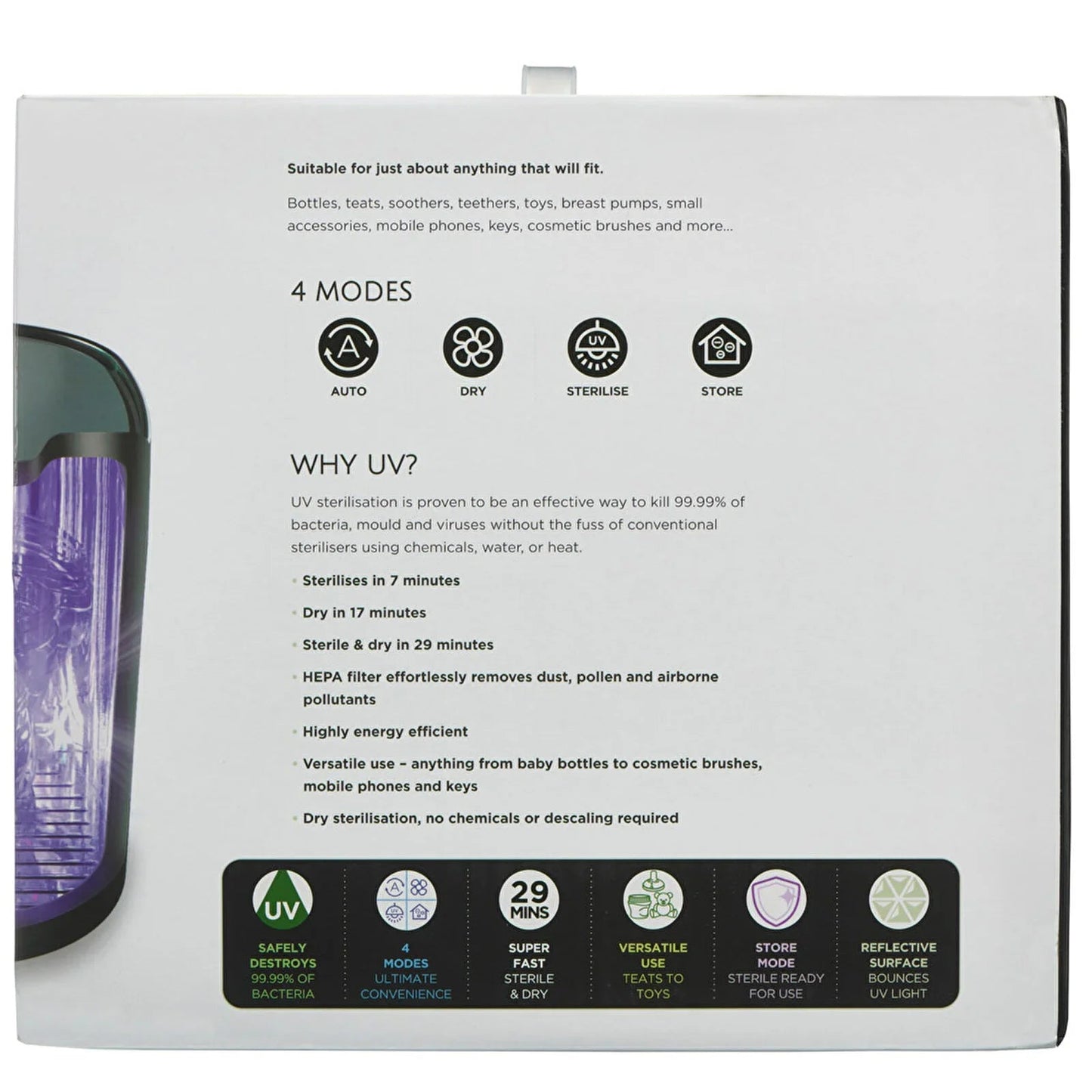 Vital Baby Nurture Advanced Pro UV Steriliser & Dryer - Black - mezetto ebebek ebebek