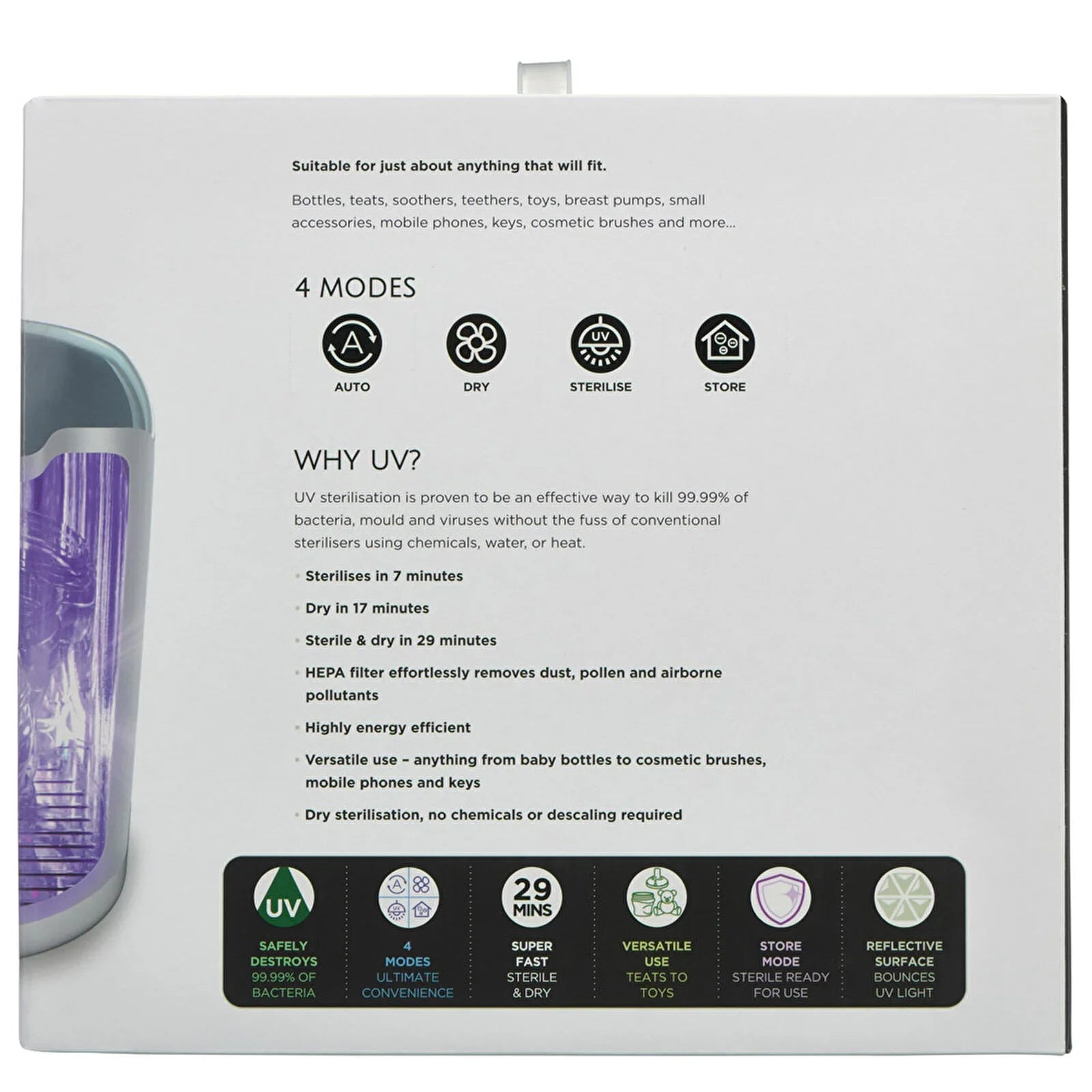 Vital Baby Nurture Advanced Pro UV Steriliser & Dryer - White - mezetto ebebek ebebek