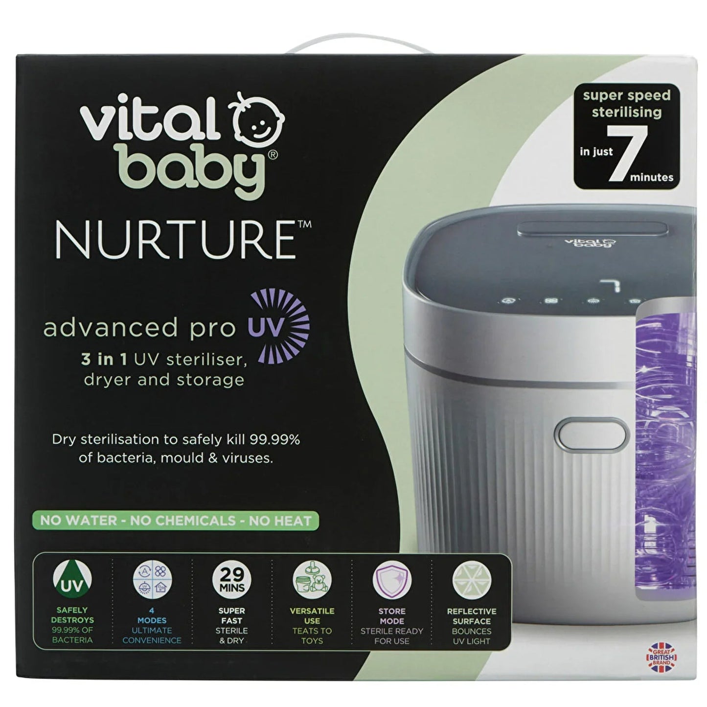 Vital Baby Nurture Advanced Pro UV Steriliser & Dryer - White - mezetto ebebek ebebek