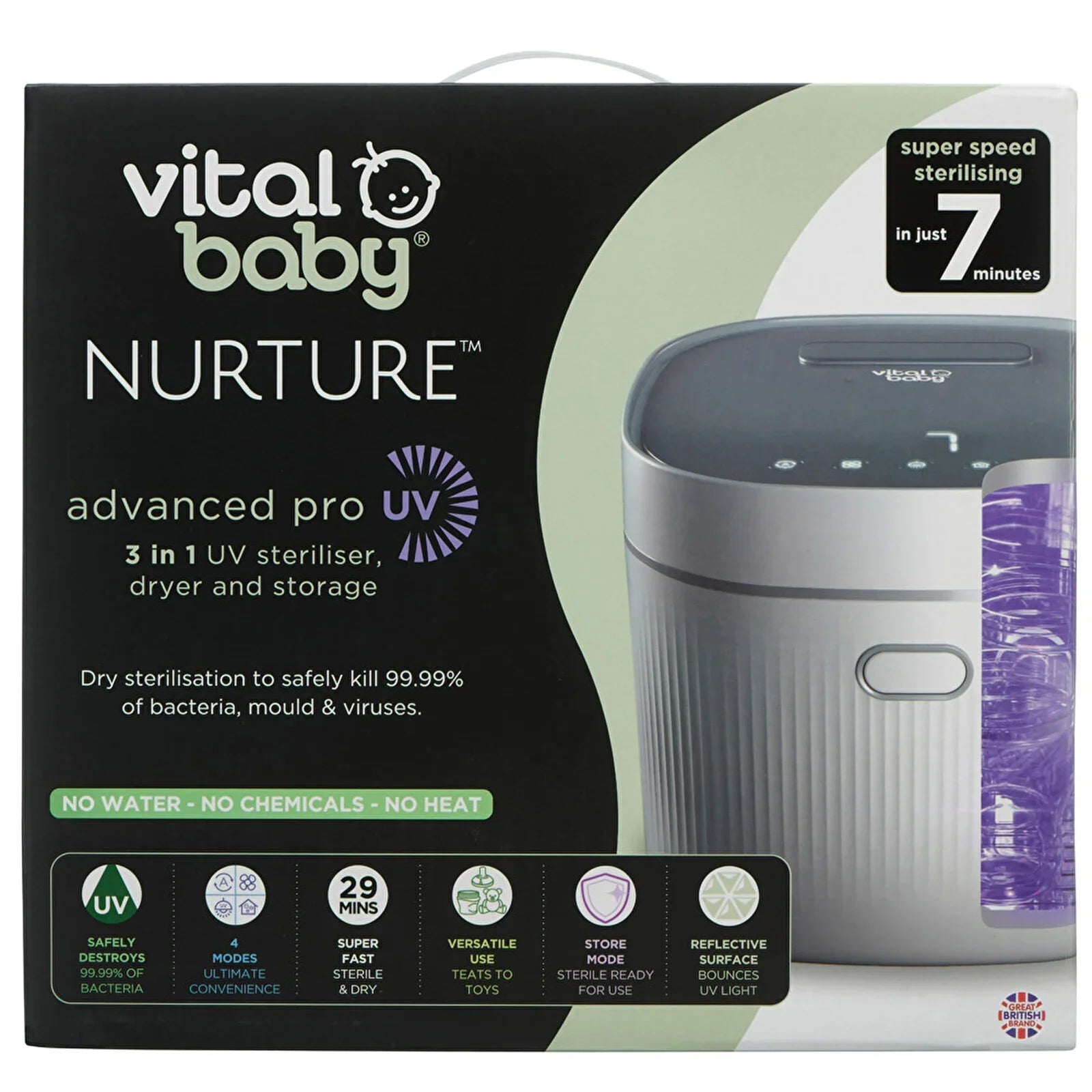 Vital Baby Nurture Advanced Pro UV Steriliser & Dryer - White - mezetto ebebek ebebek