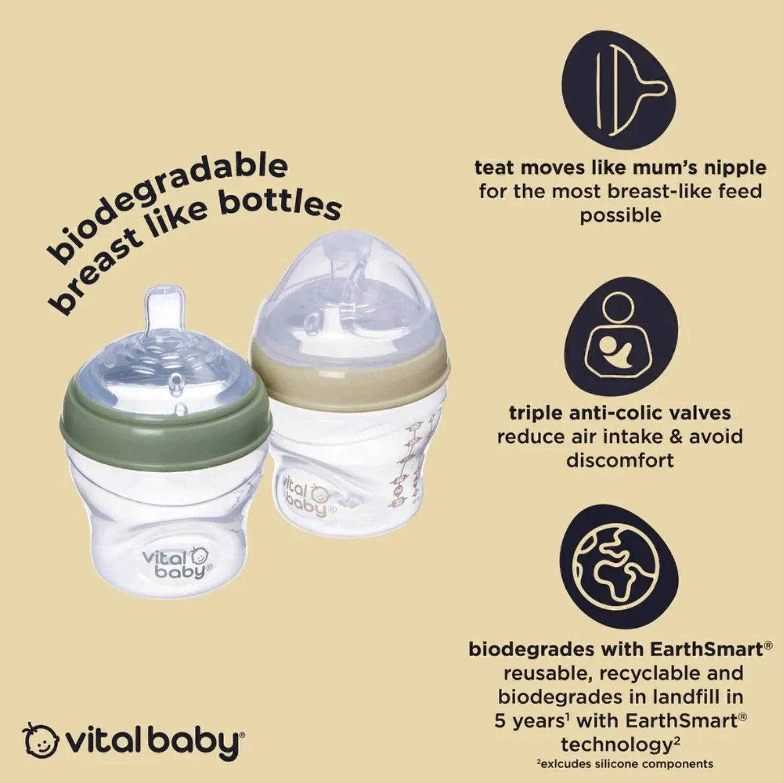 Vital Baby Nurture Breast Like Bottle 150ml - mezetto ebebek ebebek