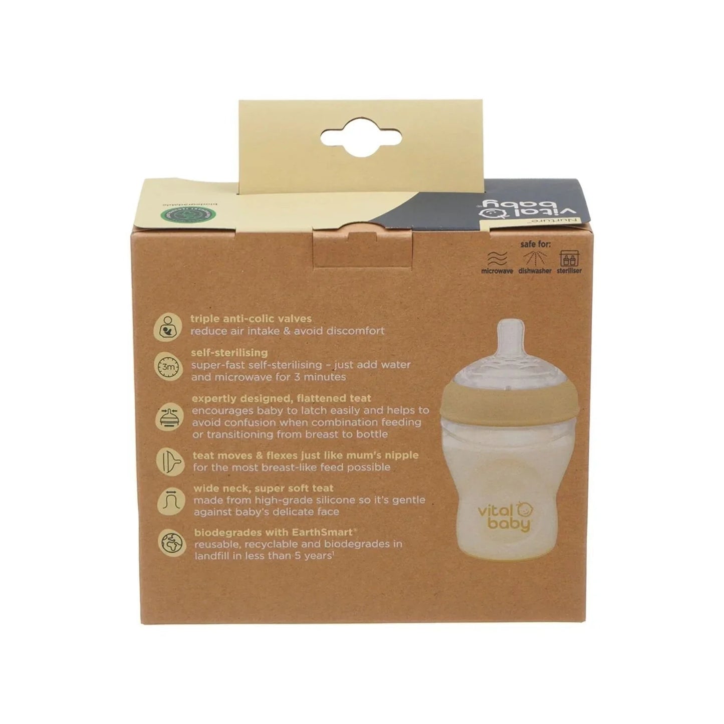 Vital Baby Nurture Breast Like Bottle 240ml Pack of 2 - mezetto ebebek ebebek