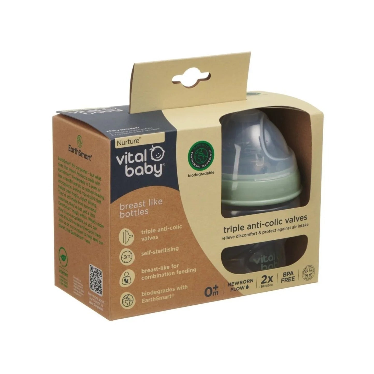 Vital Baby Nurture Breast Like Feeding Bottle 150ml Pack of 2 - mezetto ebebek ebebek