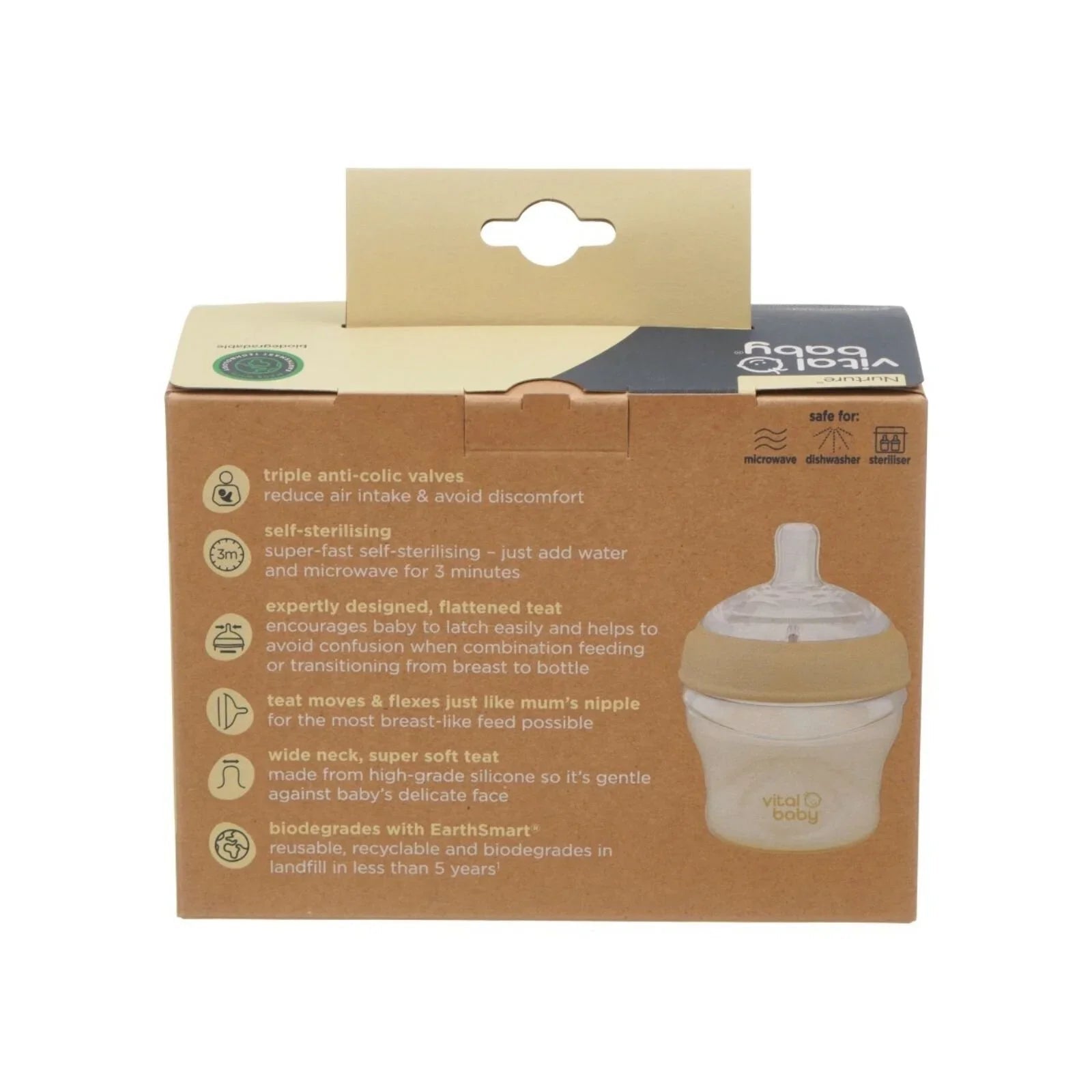 Vital Baby Nurture Breast Like Feeding Bottle 150ml Pack of 2 - mezetto ebebek ebebek