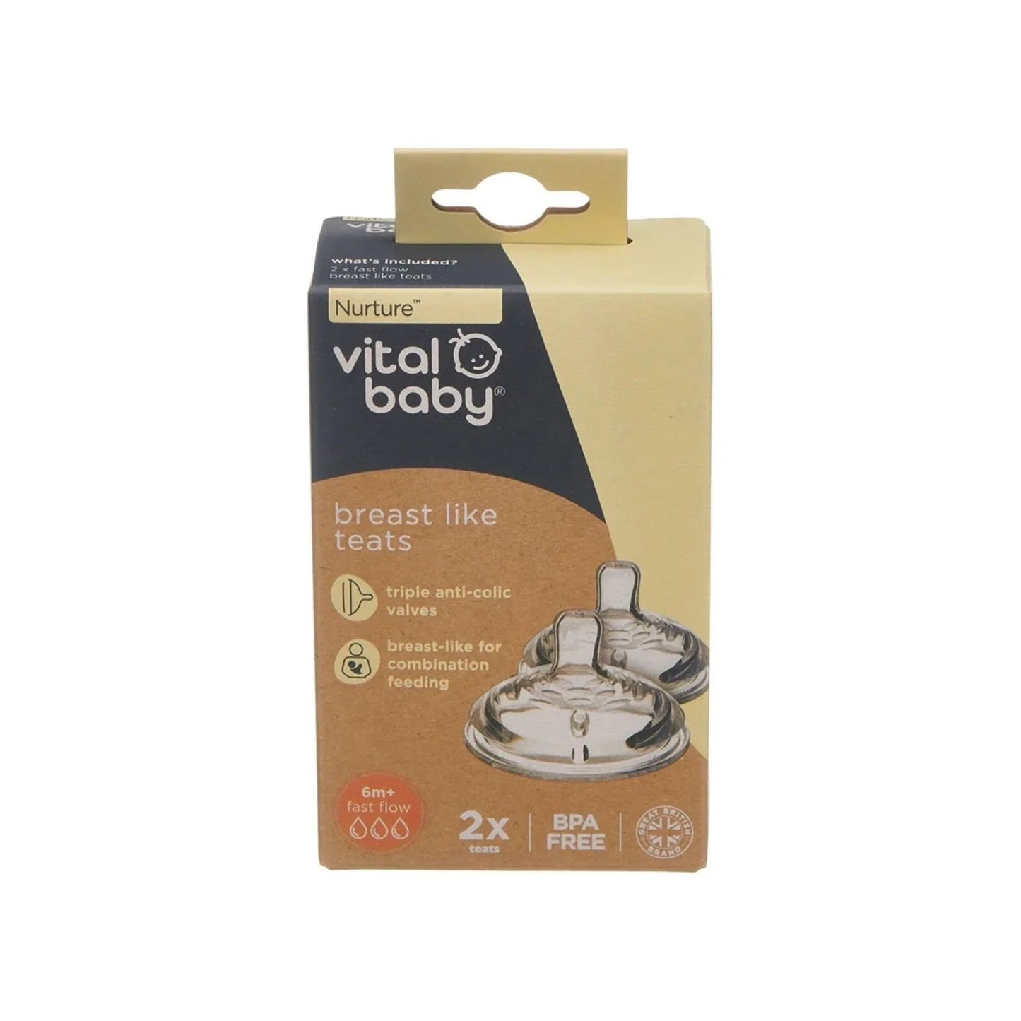 Vital Baby Nurture Breast Like Teats Fast Flow Pack of 2 - mezetto ebebek ebebek