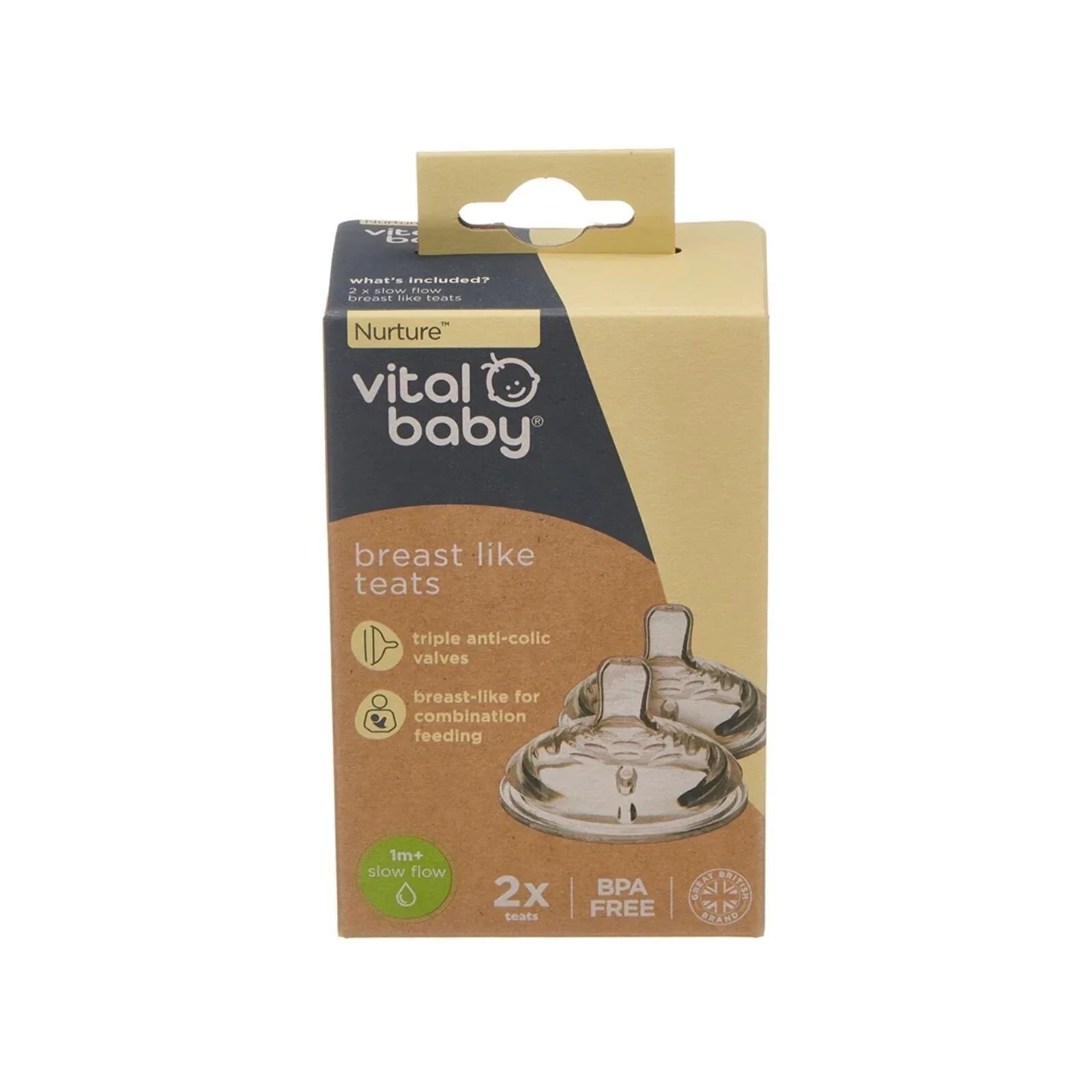 Vital Baby Nurture Breast Like Teats Slow Flow Pack of 2 - mezetto ebebek ebebek