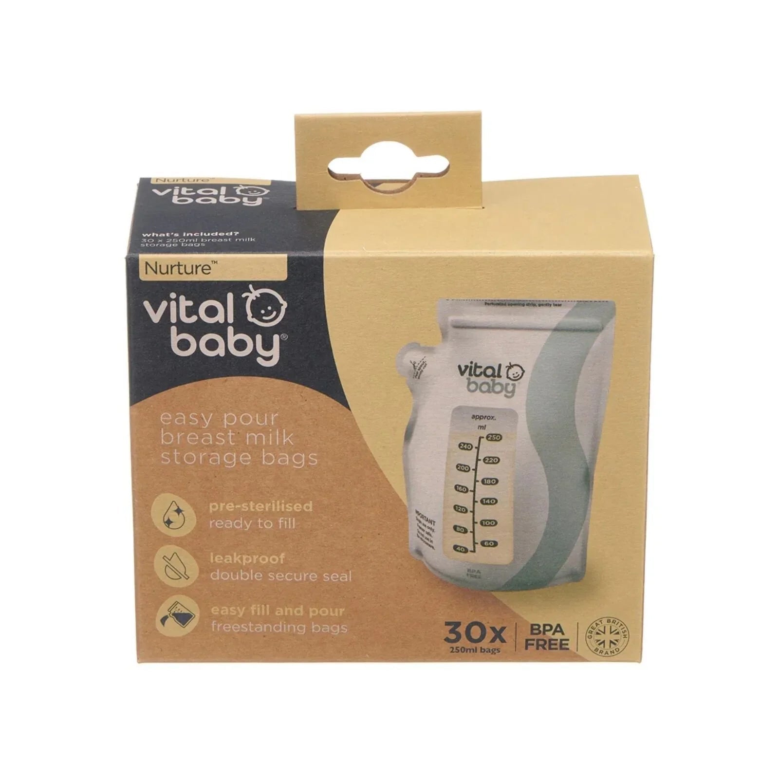 Vital Baby Nurture Easy Pour Breast Milk Storage Bags 30 pcs - mezetto ebebek ebebek