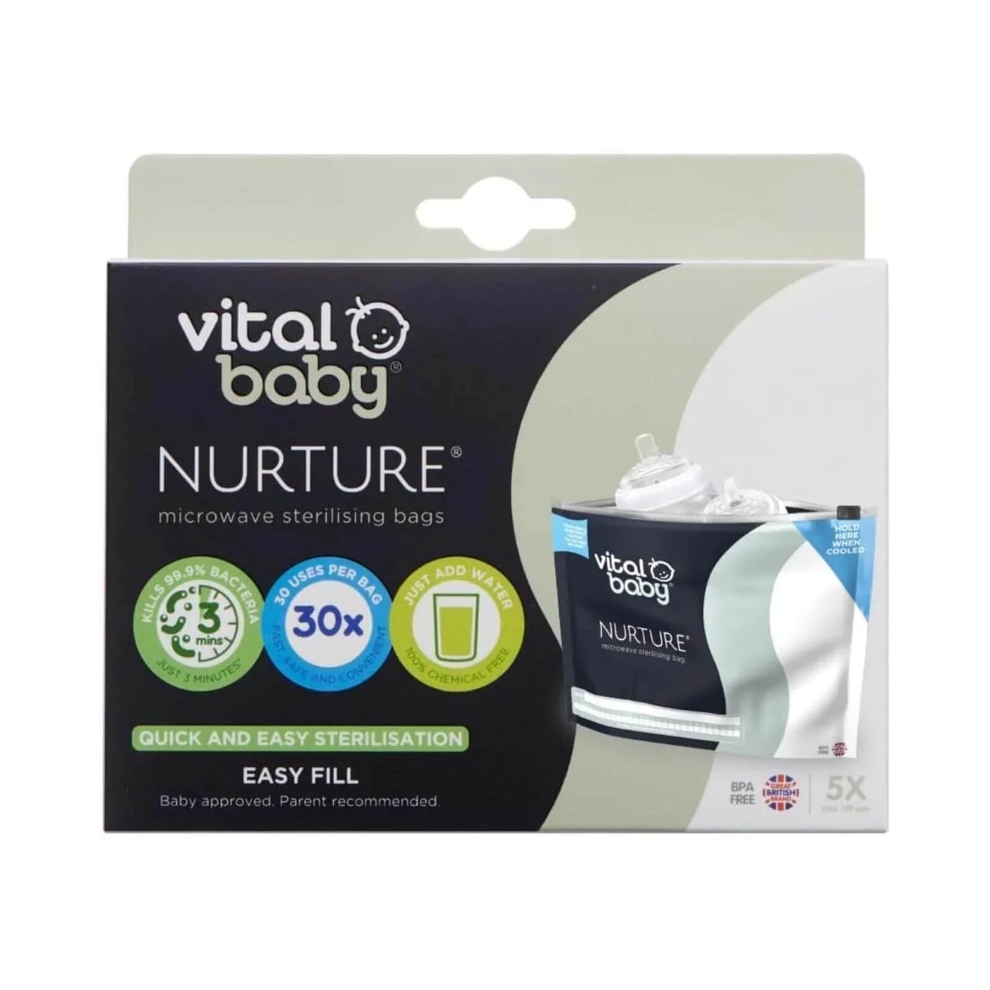 Vital Baby Nurture Microwave Sterilising Bags 5 pcs - mezetto ebebek ebebek