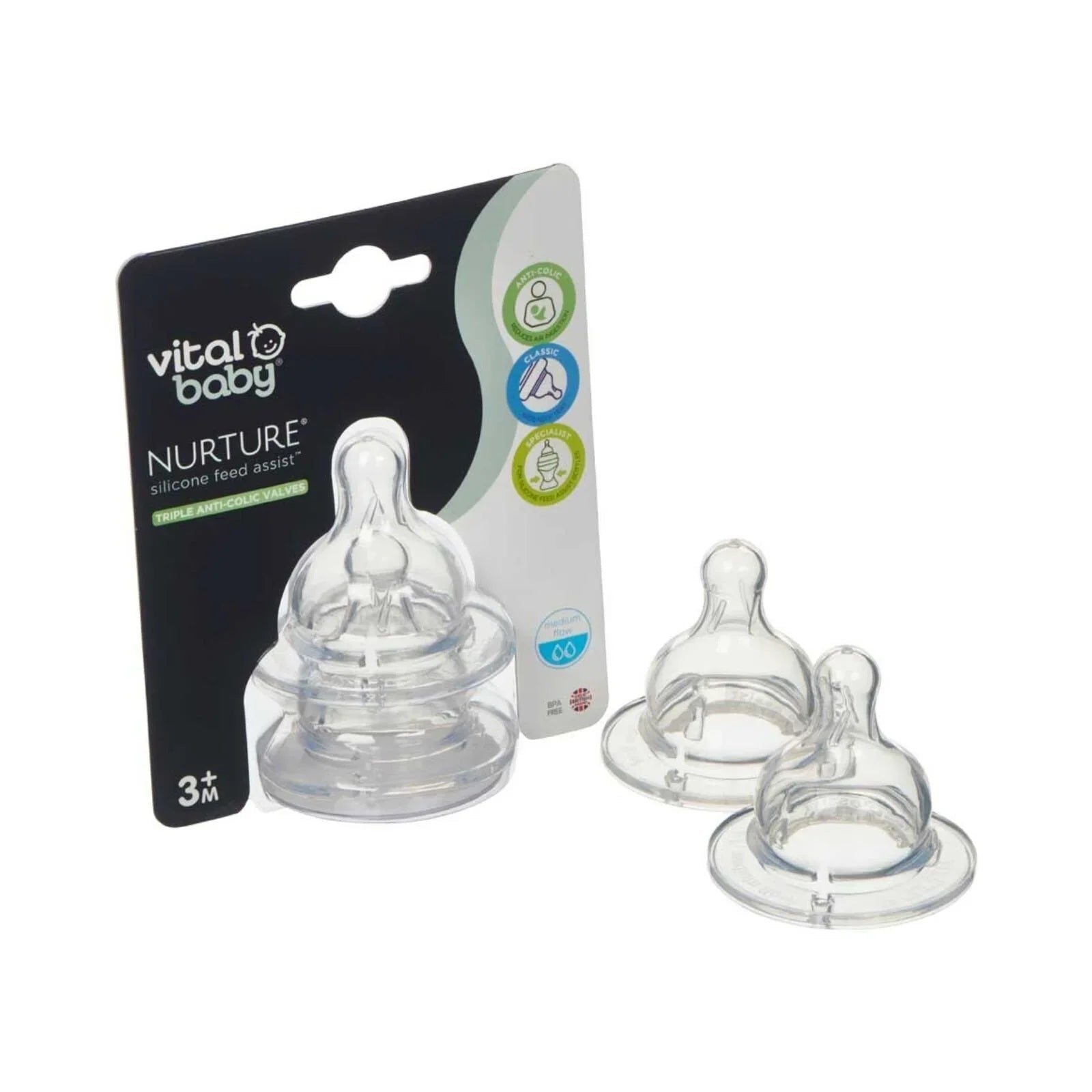 Vital Baby Nurture Silicone Teats Medium Flow - mezetto ebebek ebebek