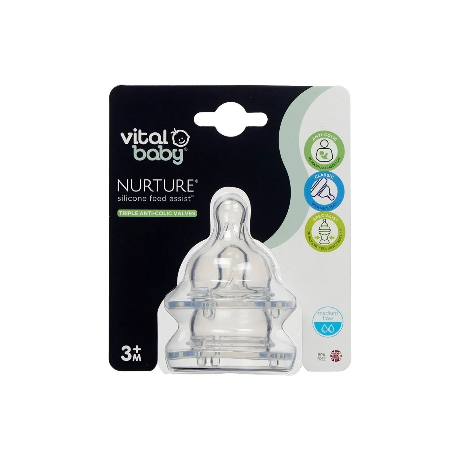 Vital Baby Nurture Silicone Teats Medium Flow - mezetto ebebek ebebek