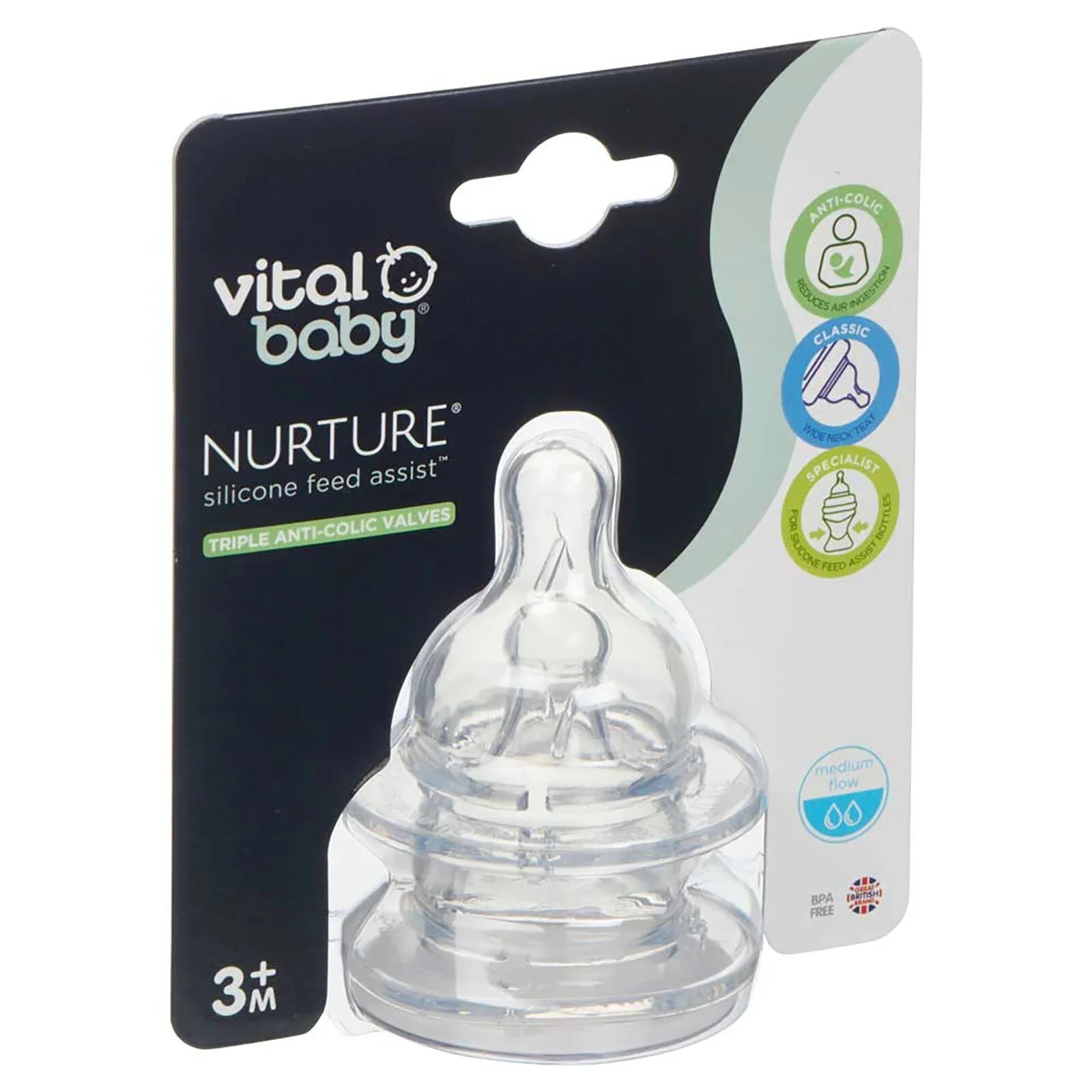 Vital Baby Nurture Silicone Teats Medium Flow - mezetto ebebek ebebek