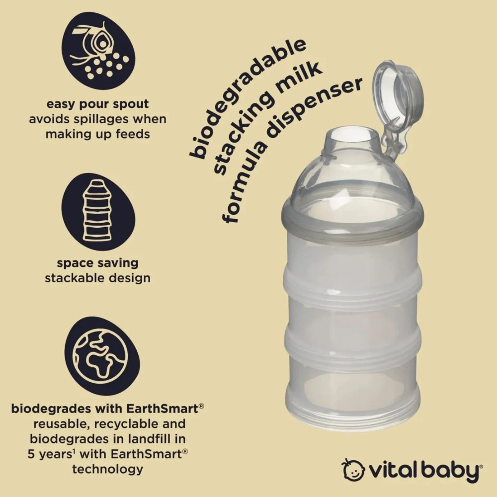 Vital Baby Nurture Stacking Milk Formula Dispenser - mezetto ebebek ebebek