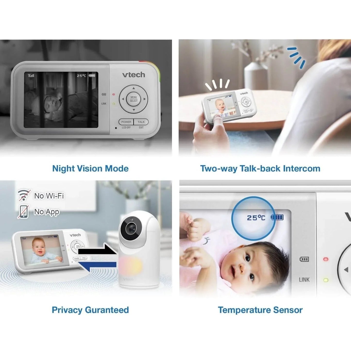 VTech - VM3263 2.8" Pan & Tilt Video Monitor with Night Light - mezetto ebebek ebebek
