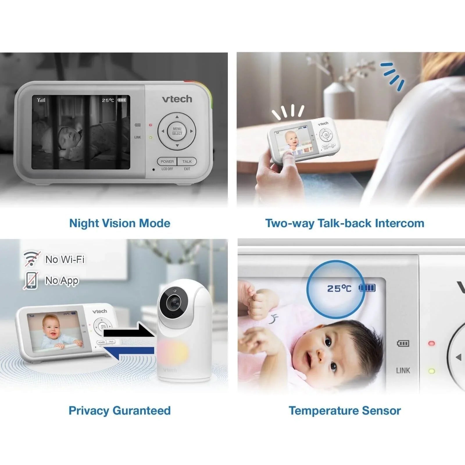 VTech - VM3263 2.8" Pan & Tilt Video Monitor with Night Light - mezetto ebebek ebebek