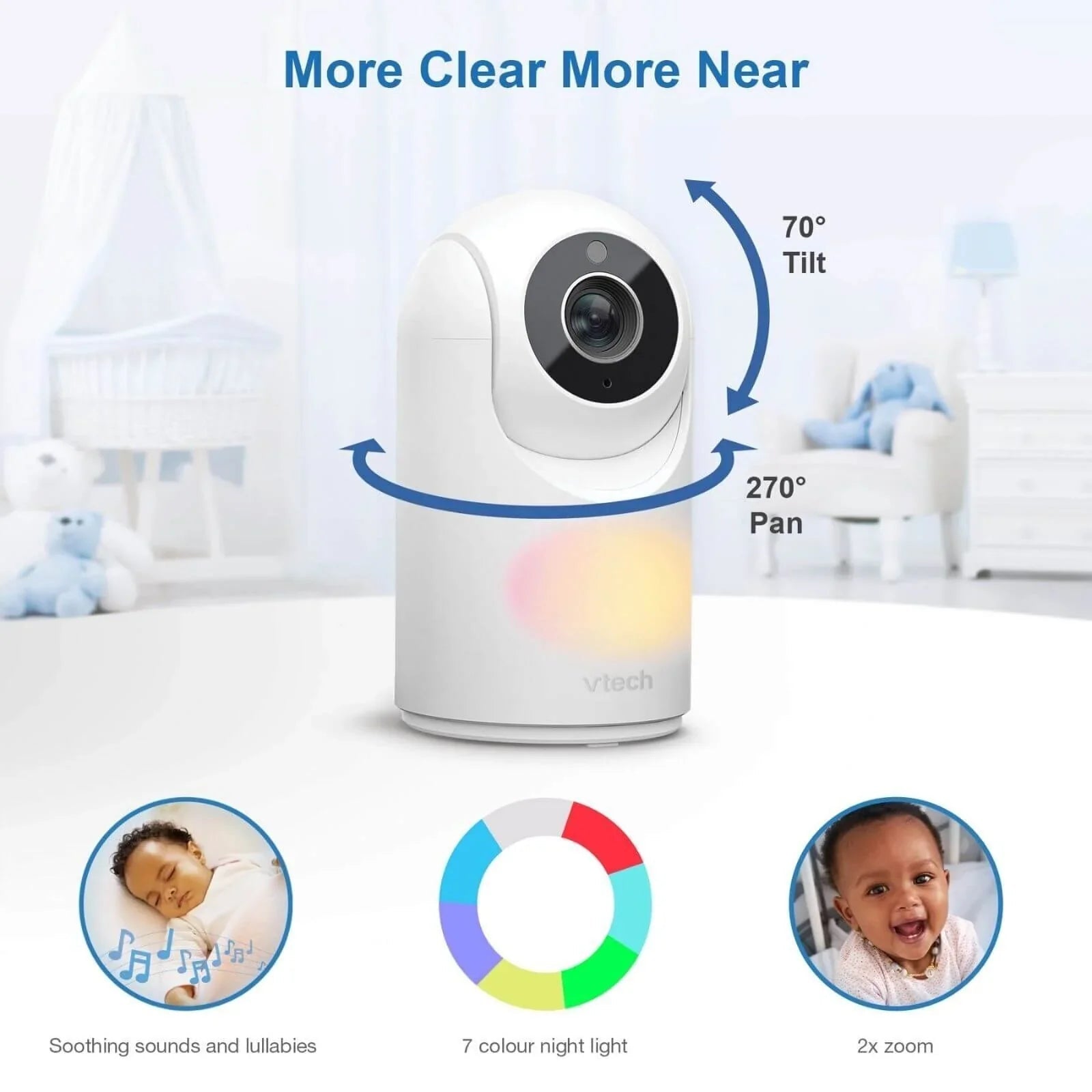 VTech - VM3263 2.8" Pan & Tilt Video Monitor with Night Light - mezetto ebebek ebebek