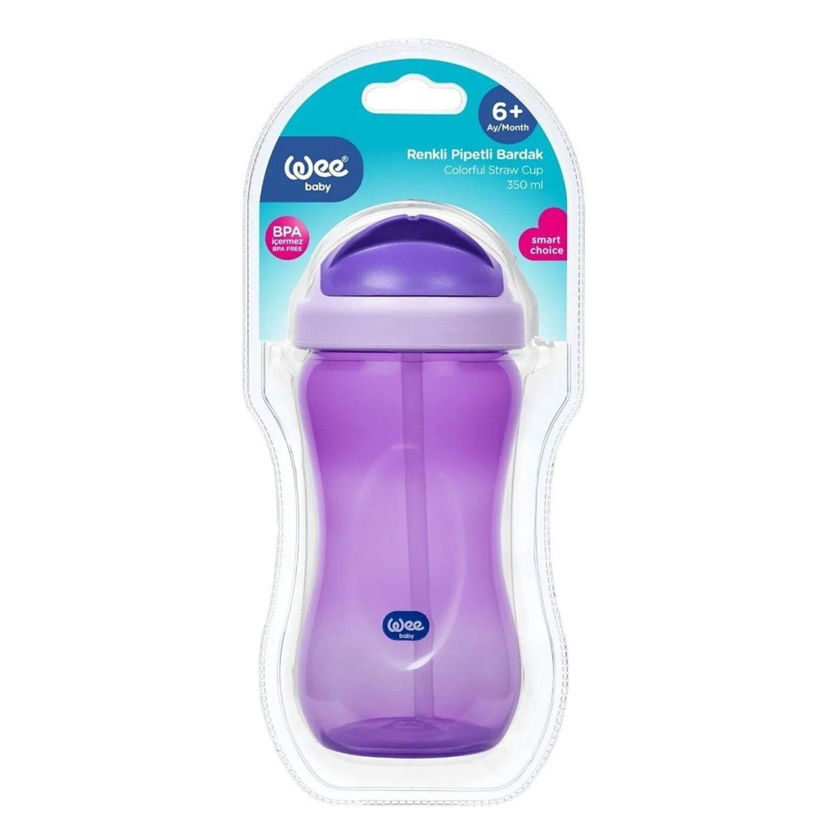 Wee Baby Colorful Cup with Straw & Handle 6+ months 350ml Assorted - mezetto ebebek ebebek