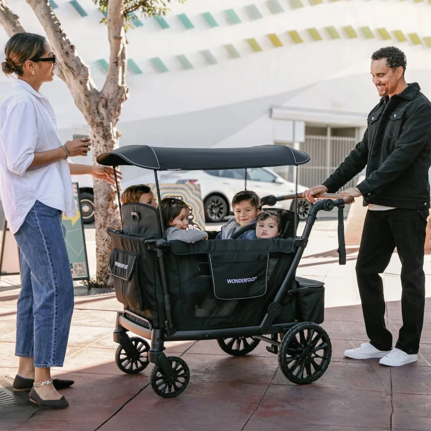 Wonderfold L4 Quad Stroller Wagon - Black - mezetto ebebek ebebek