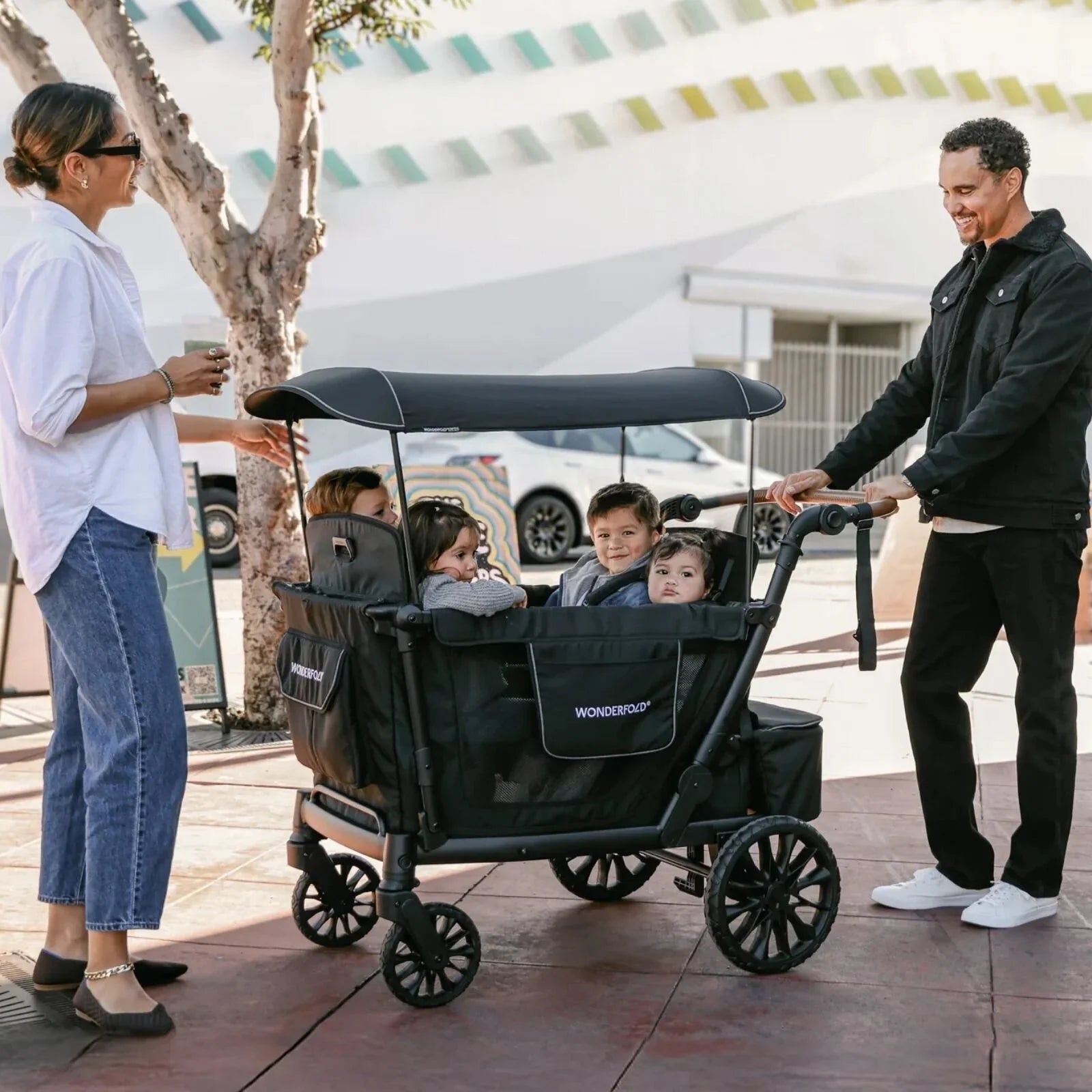 Wonderfold L4 Quad Stroller Wagon - Black - mezetto ebebek ebebek