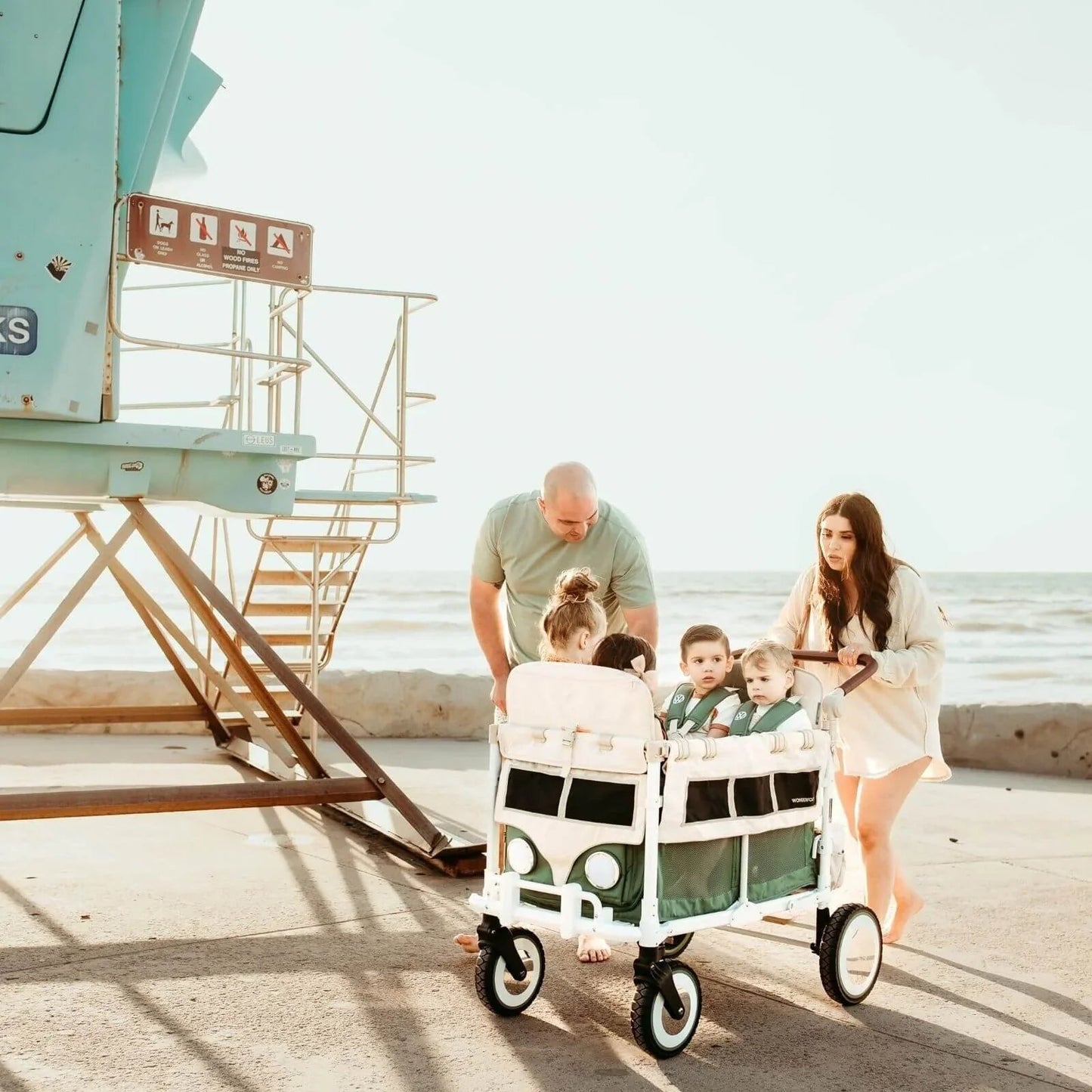 Wonderfold VW4 Volkswagen Stroller Wagon - Green - mezetto ebebek ebebek