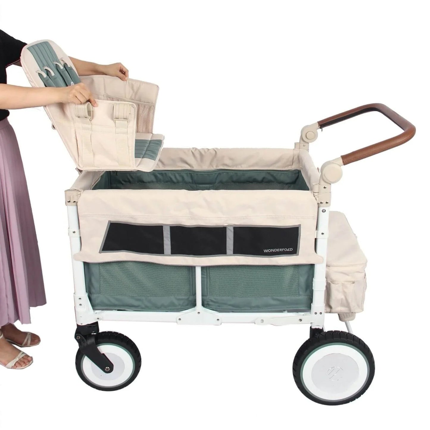 Wonderfold VW4 Volkswagen Stroller Wagon - Green - mezetto ebebek ebebek