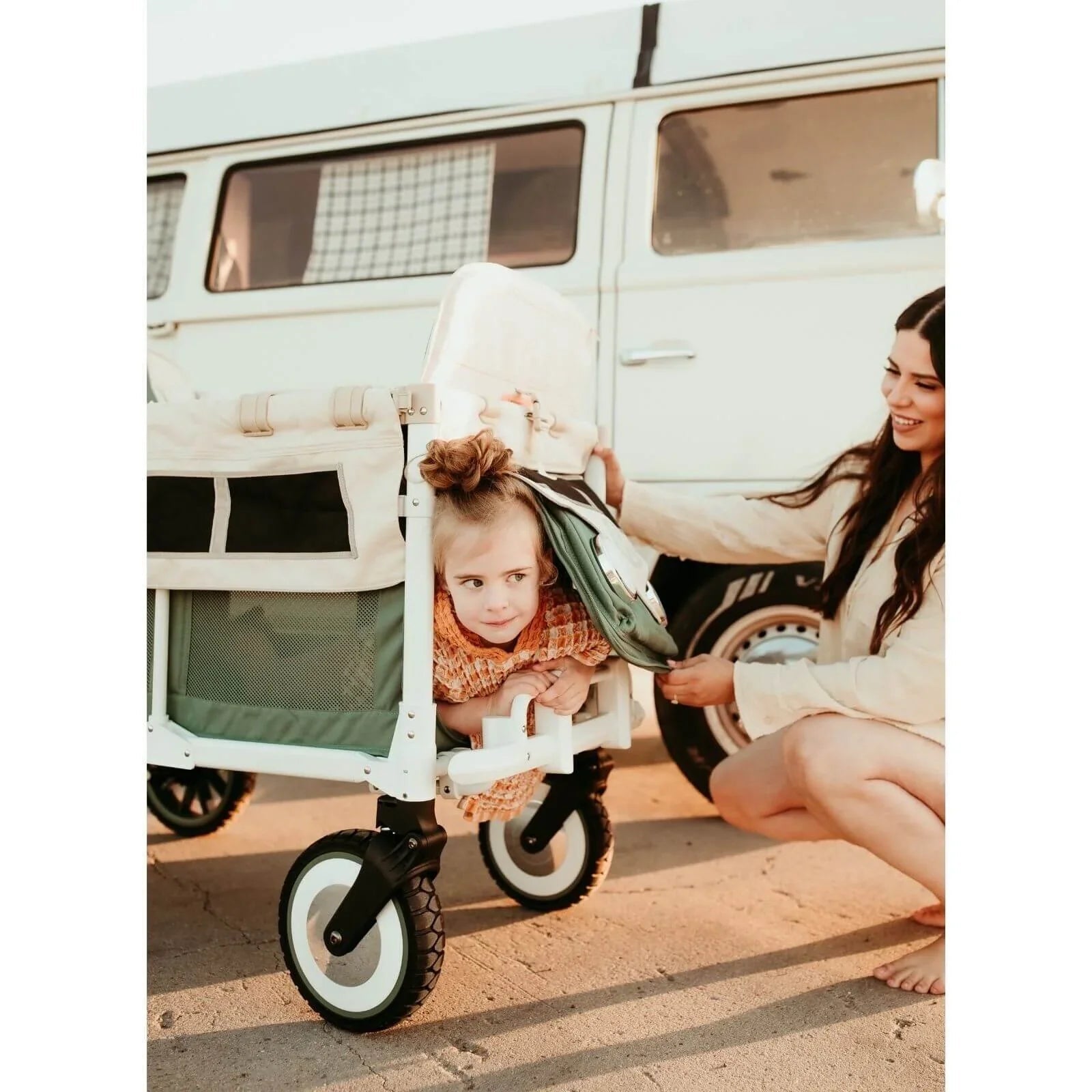 Wonderfold VW4 Volkswagen Stroller Wagon - Green - mezetto ebebek ebebek