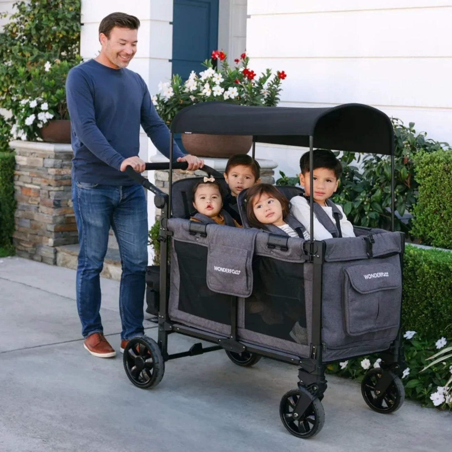 Wonderfold W4 Elite Pro Stroller Wagon - Charcoal Grey - mezetto ebebek ebebek