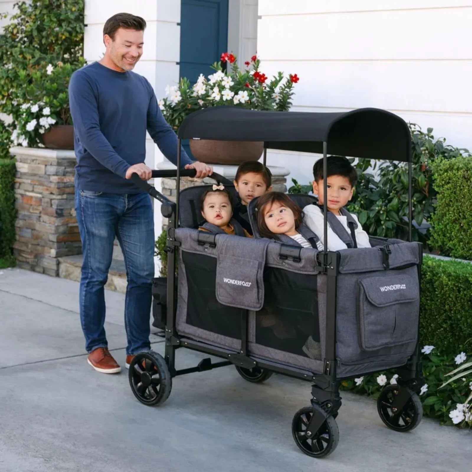 Wonderfold W4 Elite Pro Stroller Wagon - Charcoal Grey - mezetto ebebek ebebek