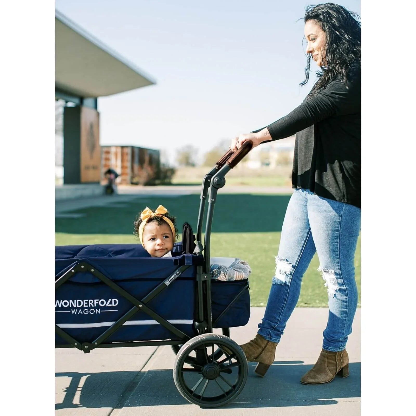 Wonderfold X2 Push & Pull Double Stroller Wagon - Midnight Blue - mezetto ebebek ebebek