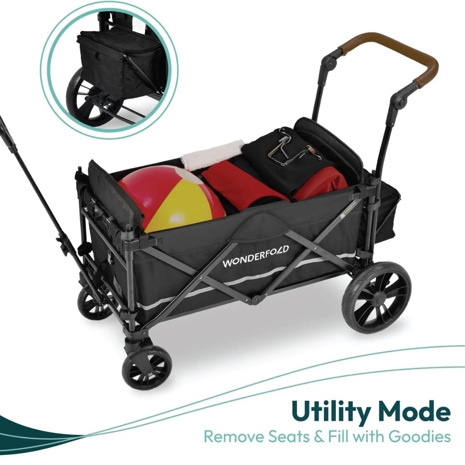 Wonderfold X2R Push and Pull Quad Stroller Wagon - Sapphire Navy - mezetto ebebek ebebek