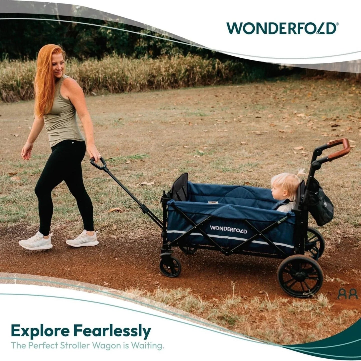 Wonderfold X2R Push and Pull Quad Stroller Wagon - Sapphire Navy - mezetto ebebek ebebek