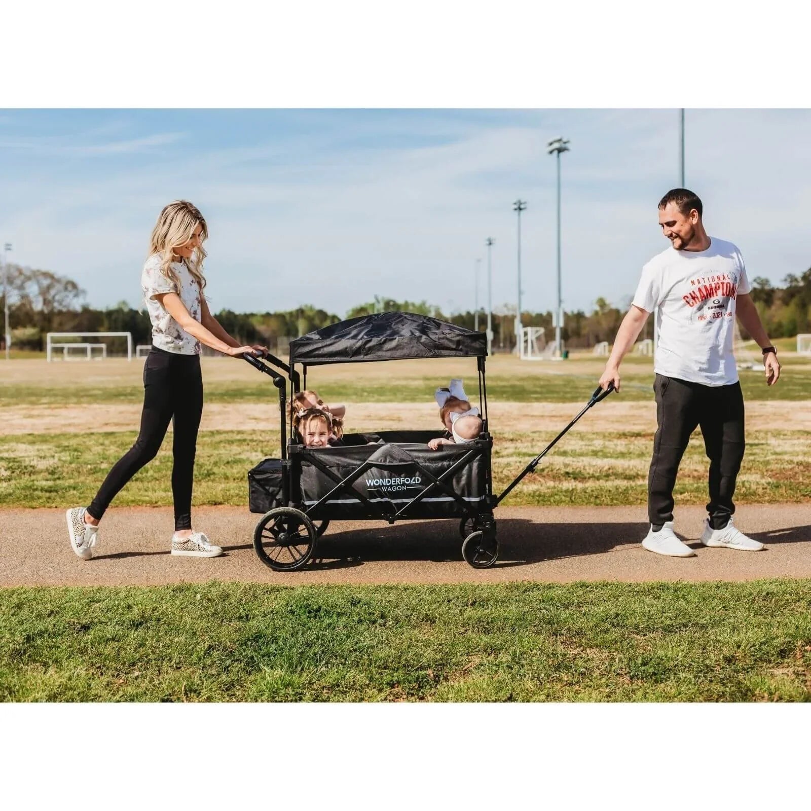 Wonderfold X4 Push & Pull Quad Stroller Wagon - Pitch Black - mezetto ebebek ebebek