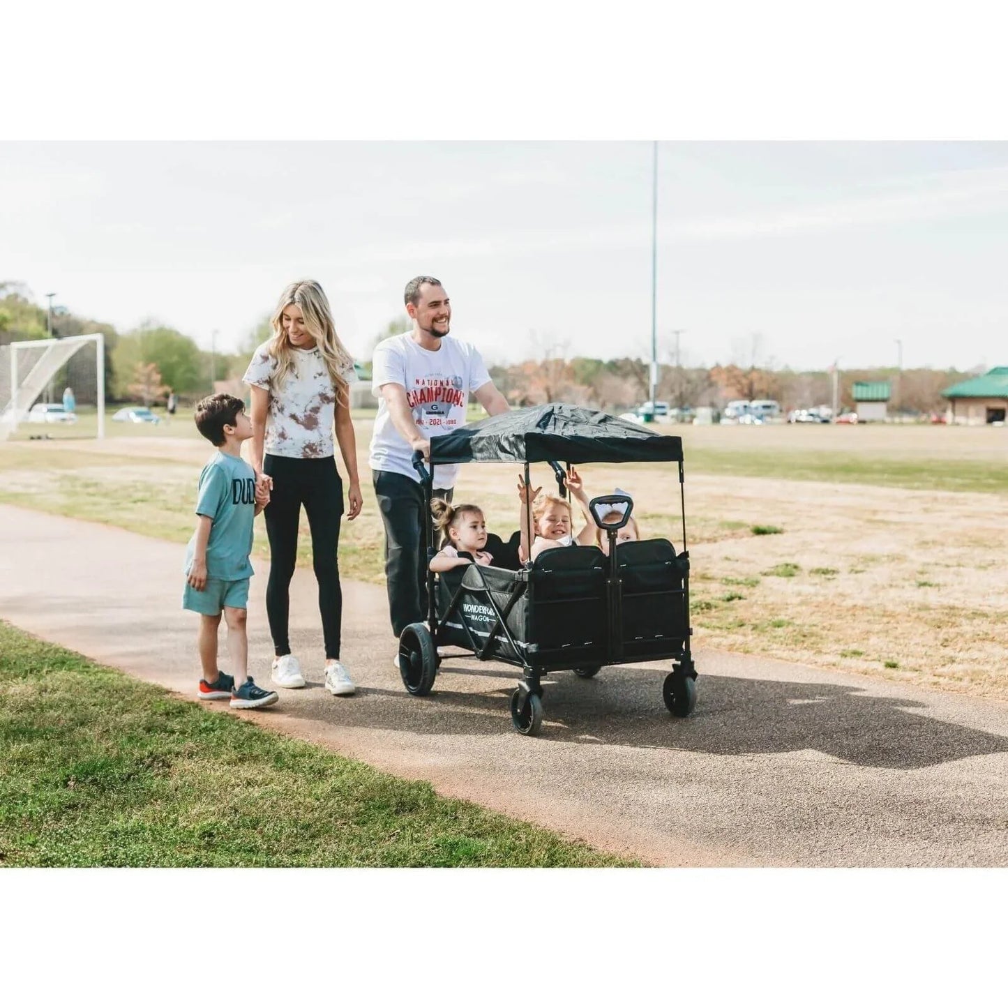 Wonderfold X4 Push & Pull Quad Stroller Wagon - Pitch Black - mezetto ebebek ebebek