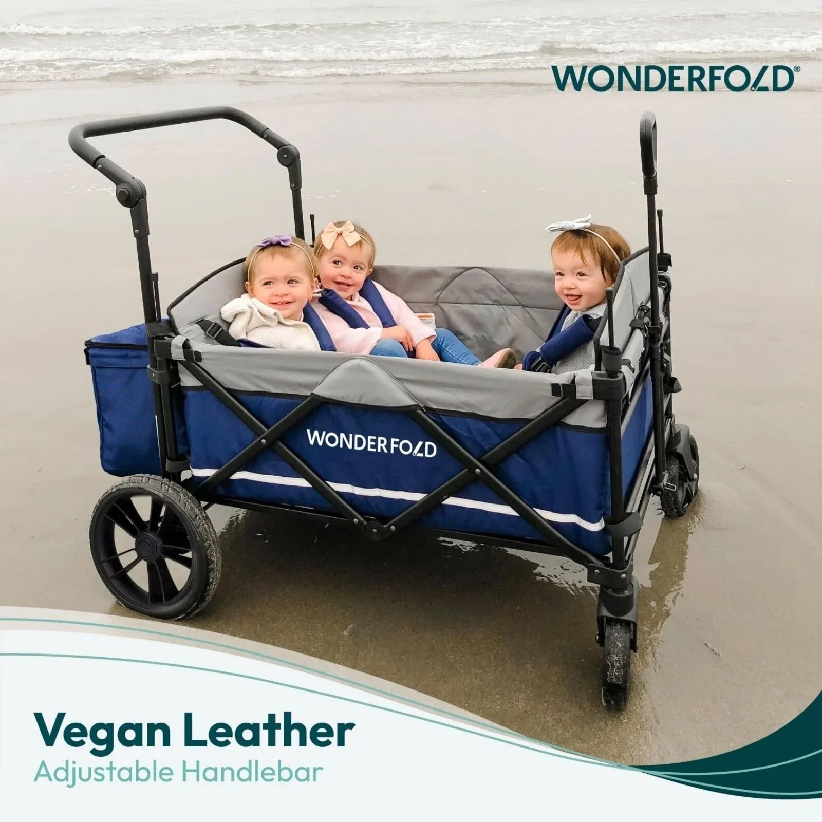 Wonderfold X4R Push and Pull Quad Stroller Wagon - Black - mezetto ebebek ebebek